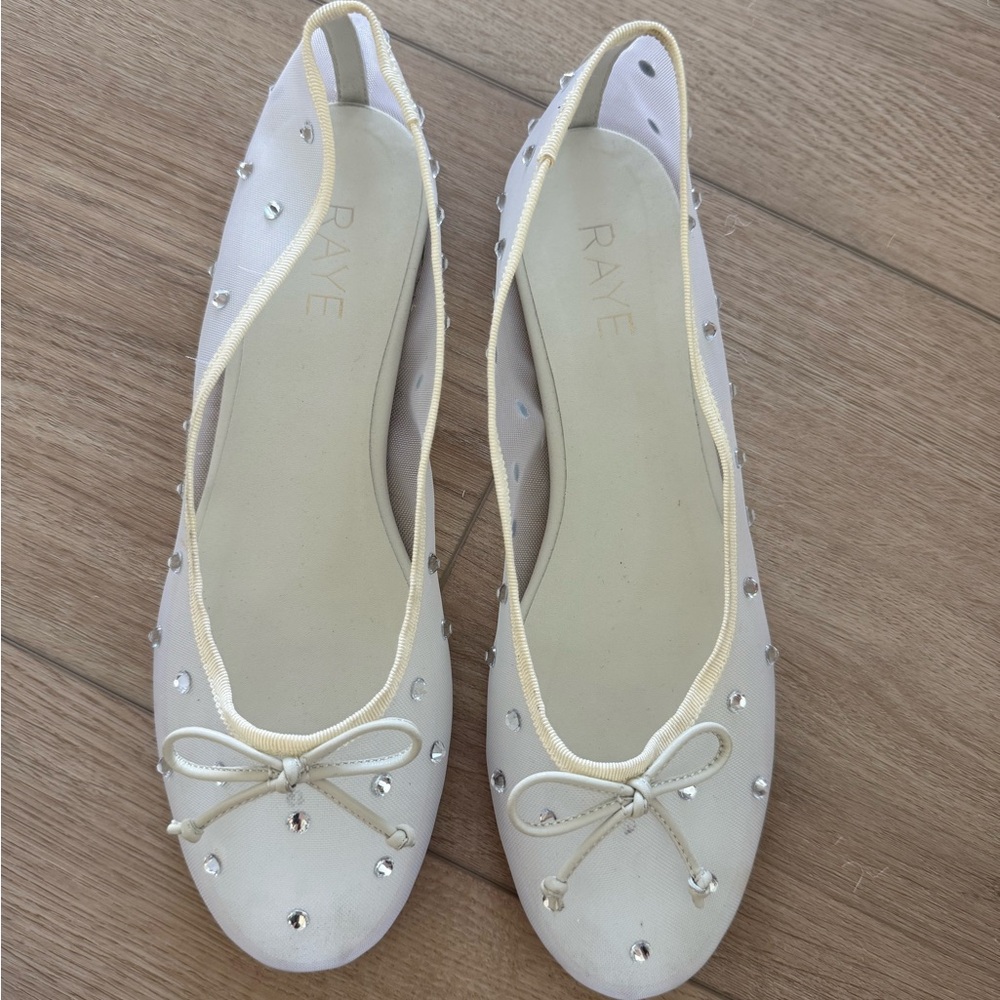 RAYE White Studded Flats with Bow